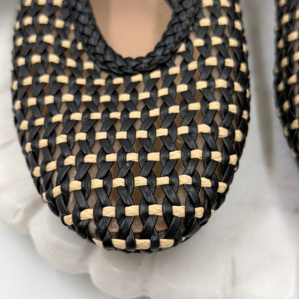 Universal Thread Womens Woven Mary Jane Flats Black Tan Braided Strap Size 8.5 - Picture 3 of 9